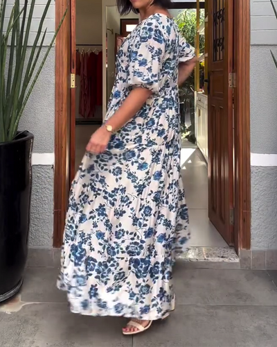 Robe Manches Courtes Imprimé Floral