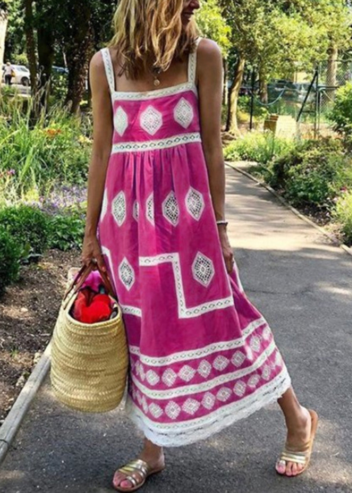 Sophie Paris® | Robe maxi à imprimé bohème à col carré