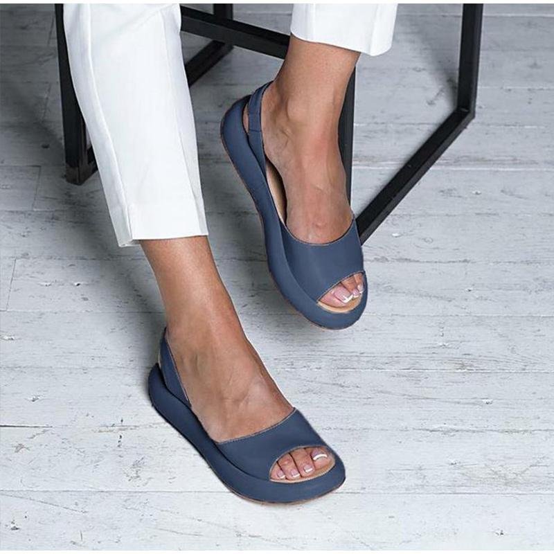 Sandales Slingback à Talon Coin pour Femme avec Bout Ouvert