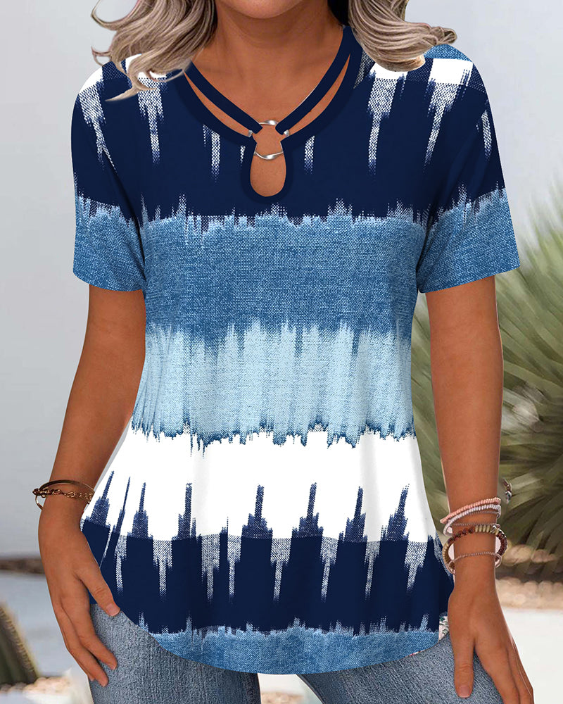 T-Shirt Casual Impression Contrastée