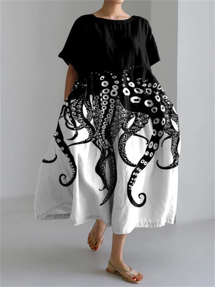 Tentacles Lover Essential Kurzarmkleid mit Kontrastdruck
