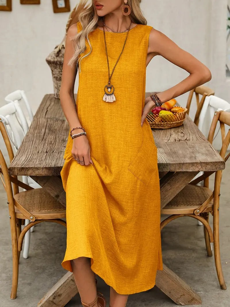 Robe sans manches unie pour femme - Style décontracté