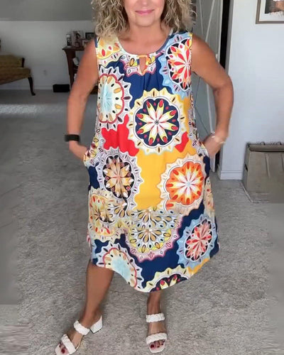 Robe Sans Manches Imprimé Cercle