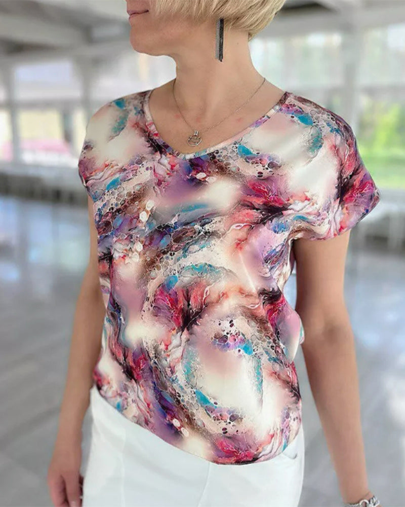 T-Shirt Imprimé À Manches Courtes