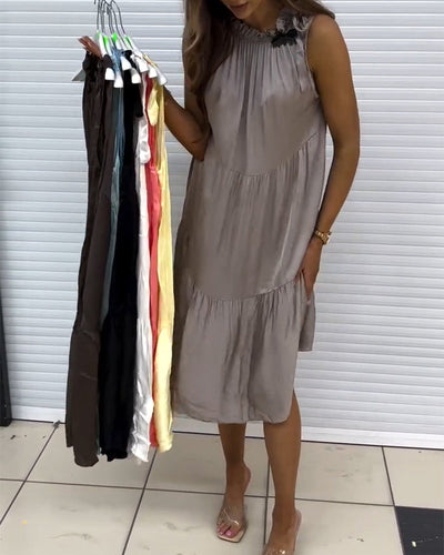 Robe Sans Manches Col à Volants