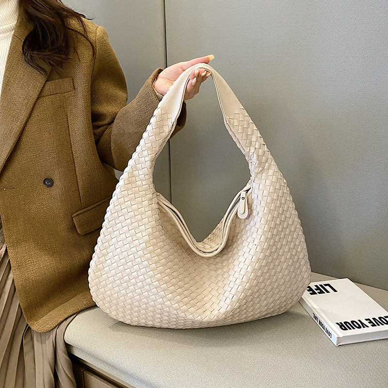 Sac à bandoulière en éco-cuir tressé pour femmes | Moyen
