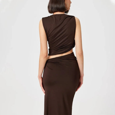 Sophie Paris® | Robe longue drapée asymétrique