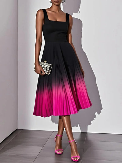 Robe mi-longue classique plissée sans manches