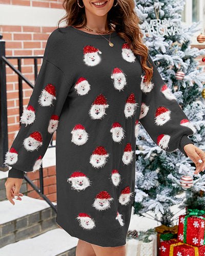 Robe pull décontractée avec imprimé Père Noël