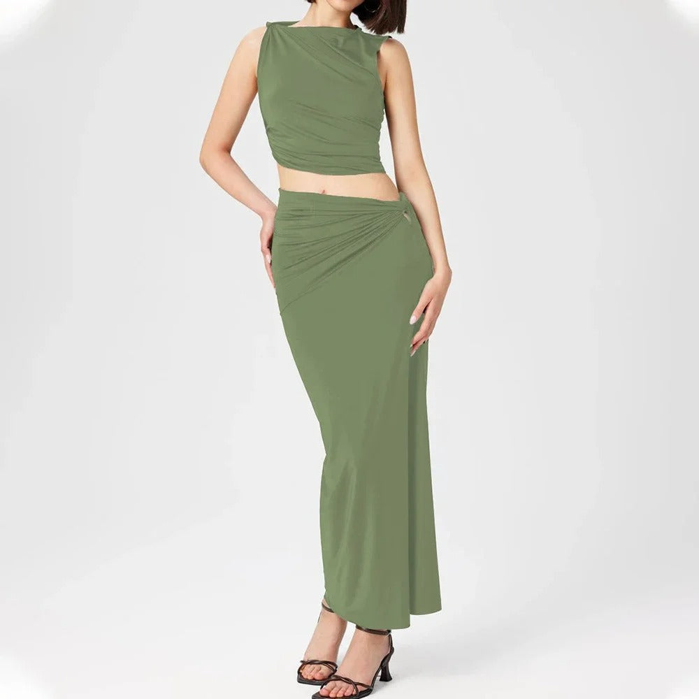 Sophie Paris® | Robe longue drapée asymétrique