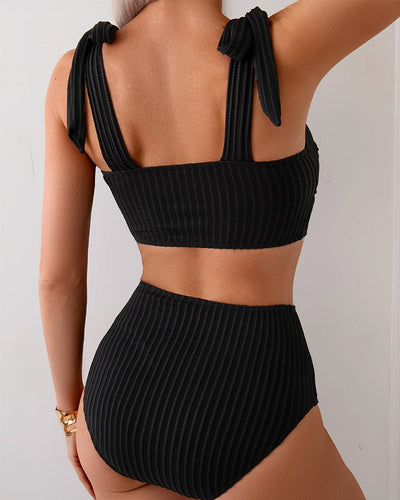 Bikini Bretelles À Nouer Couleur Unie Triangle