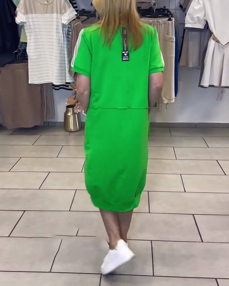 Robe Manches Courtes Imprimée Droite