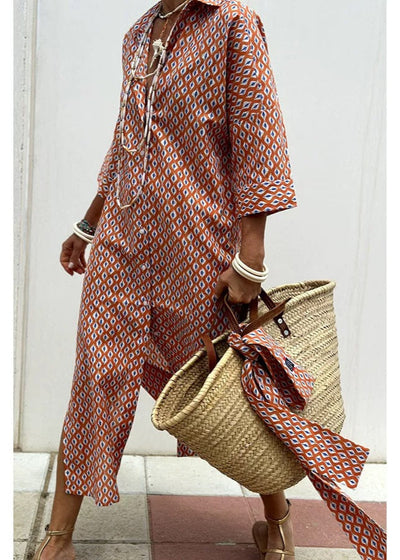 Sophie Paris® | Robe chemise longue d'été à rayures et manches mi-longues