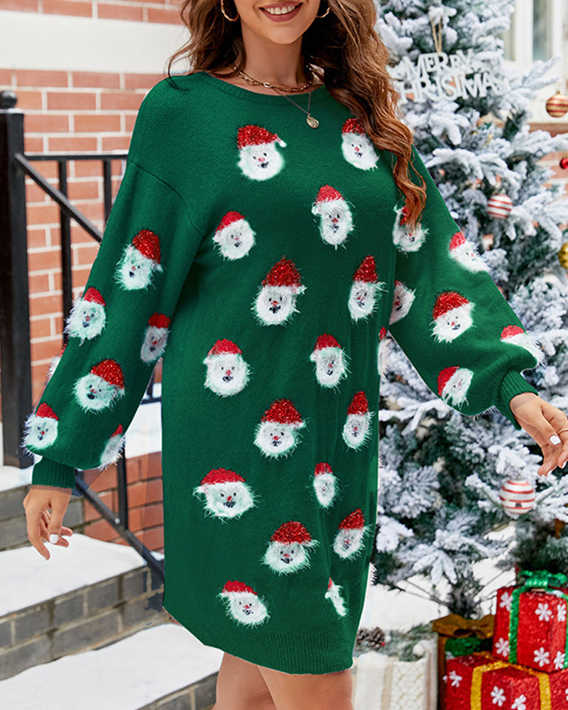 Robe pull décontractée avec imprimé Père Noël