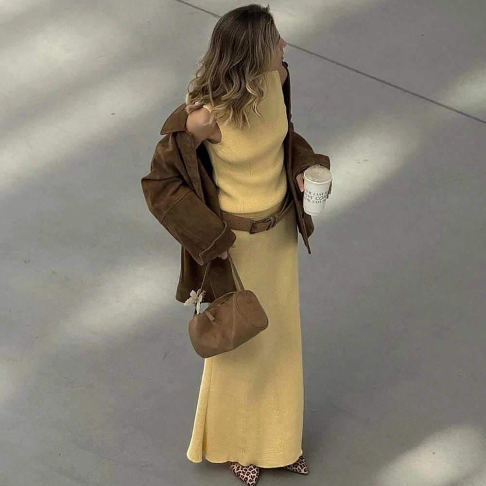 Sophie Paris® | Robe longue sans manches en maille douce