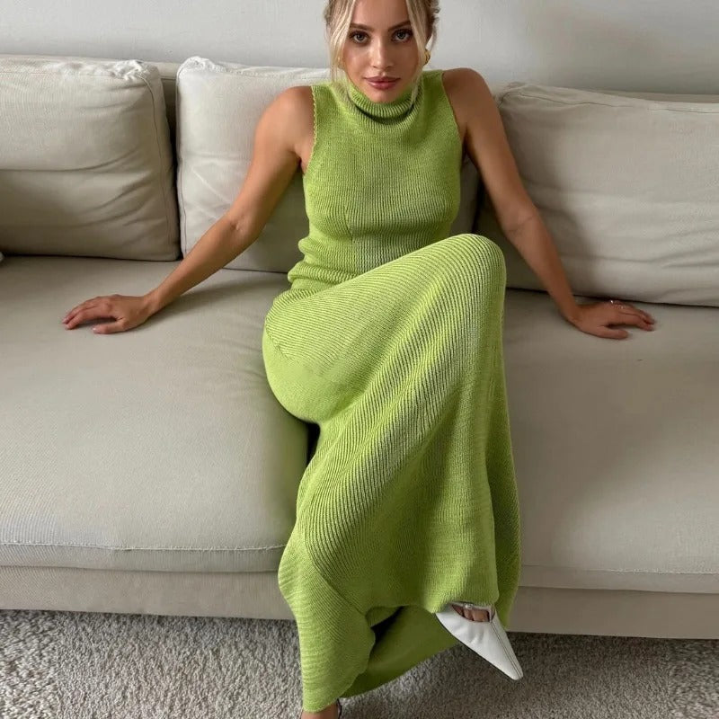 Sophie Paris® | Robe longue sans manches en maille douce