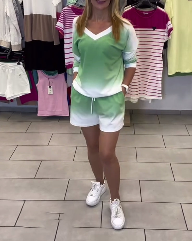 Set Manches Longues Col En V Dégradé Sport