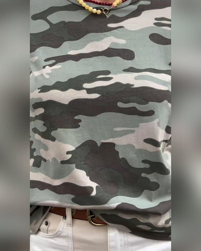 T-Shirt Imprimé Camouflage Manches Courtes