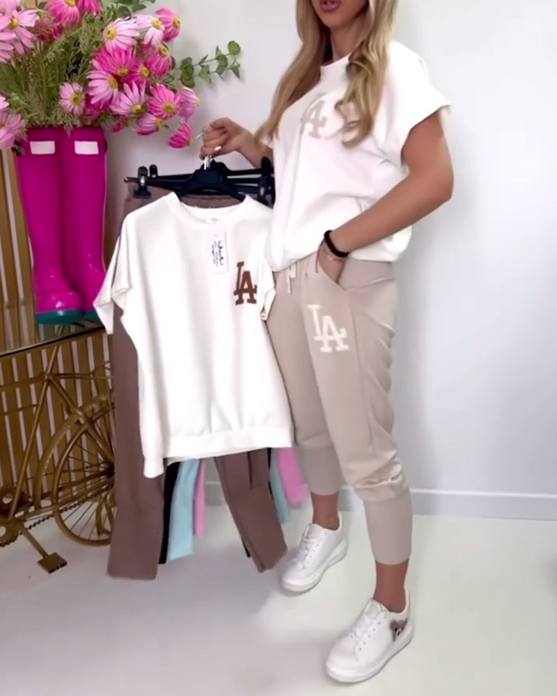 Set Pantalons Skinny Sportifs À Imprimé Lettres