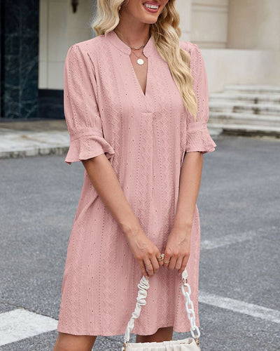 Robe Unie à Col en V