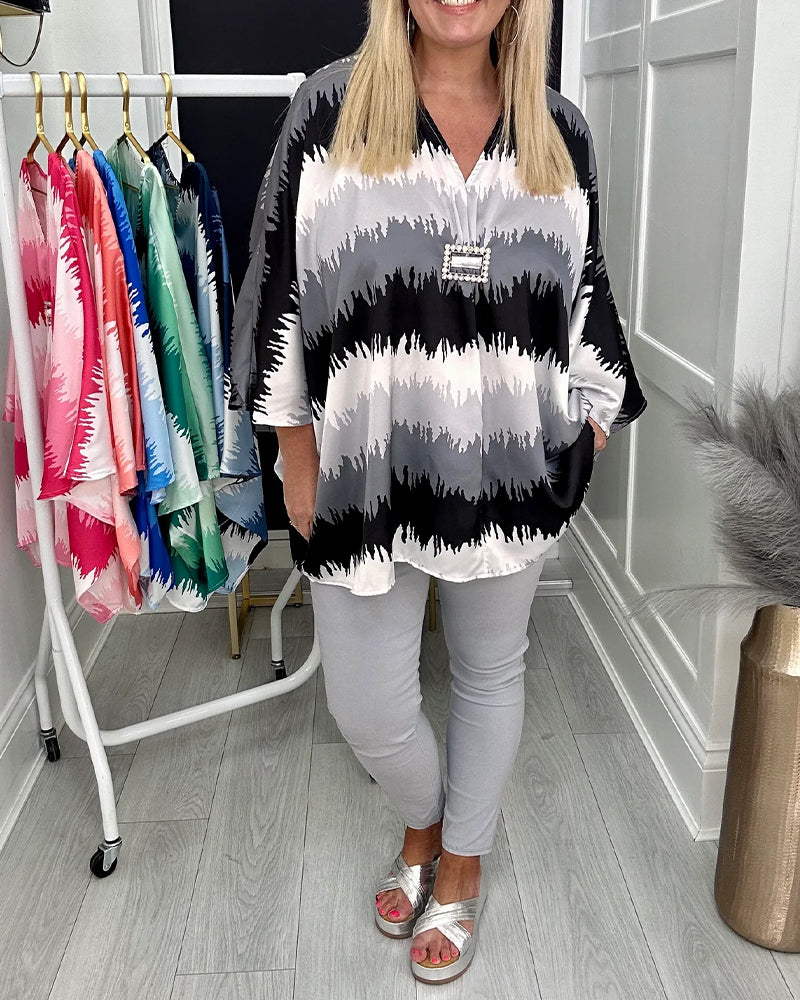 T-Shirt Ample Décolleté En V Tie-Dye