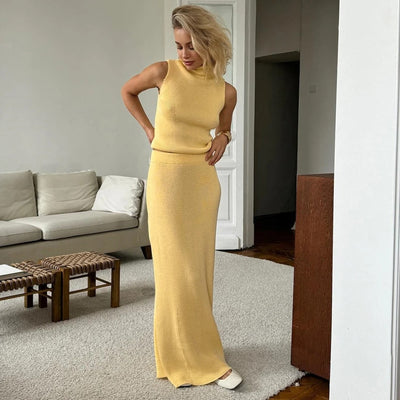 Sophie Paris® | Robe longue sans manches en maille douce