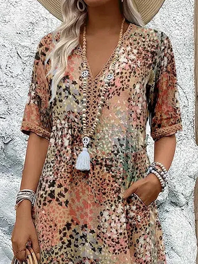 Adia – Robe Midi Élégante à Motifs Floraux
