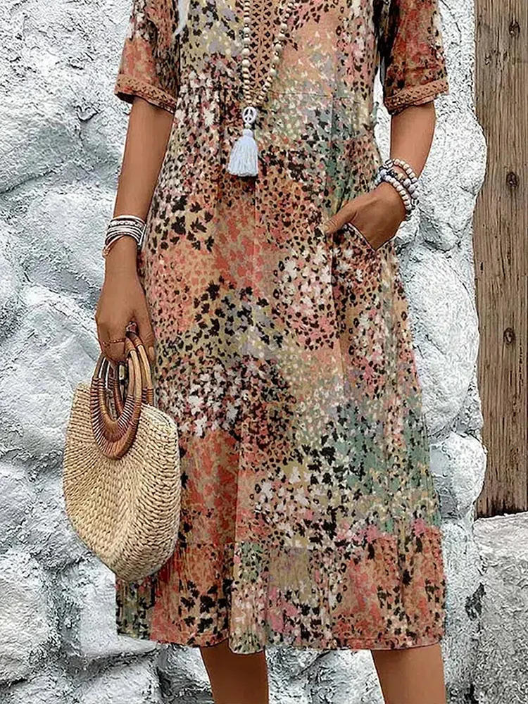 Adia – Robe Midi Élégante à Motifs Floraux