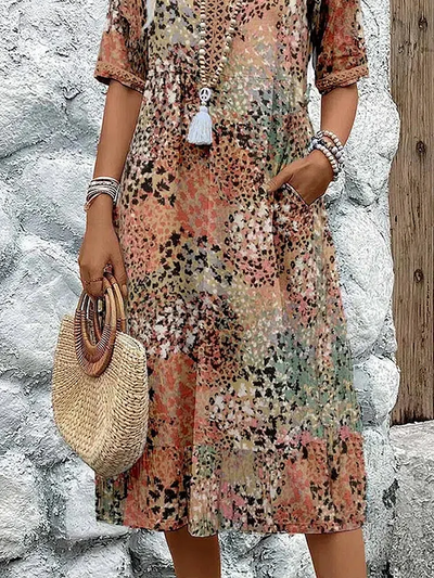 Adia – Robe Midi Élégante à Motifs Floraux
