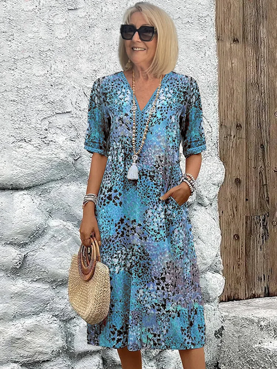 Adia – Robe Midi Élégante à Motifs Floraux