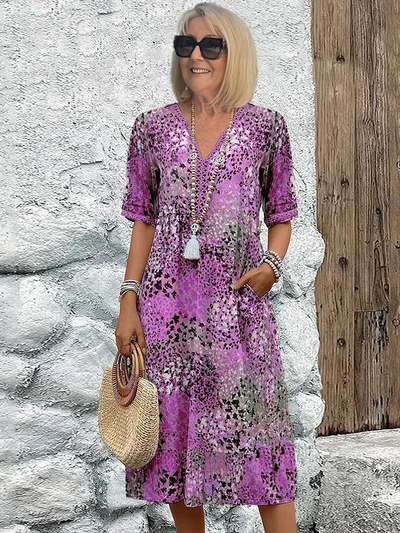 Adia – Robe Midi Élégante à Motifs Floraux