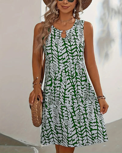 Robe Sans Manches Imprimé Élégant