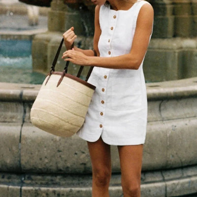 Sophie Paris® | Robe droite sans manches à boutons