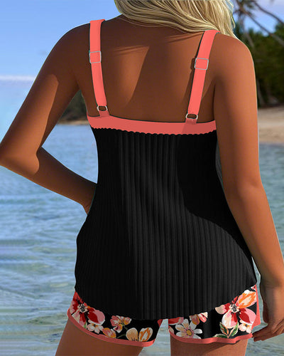 Tankini V-Ringé Imprimé Boxer de Sport