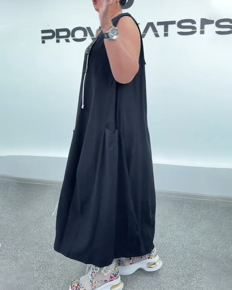 Robe Sans Manches Imprimé Lettre Oversize