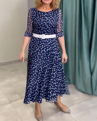 Robe Manches Demi-Pois Chiffon