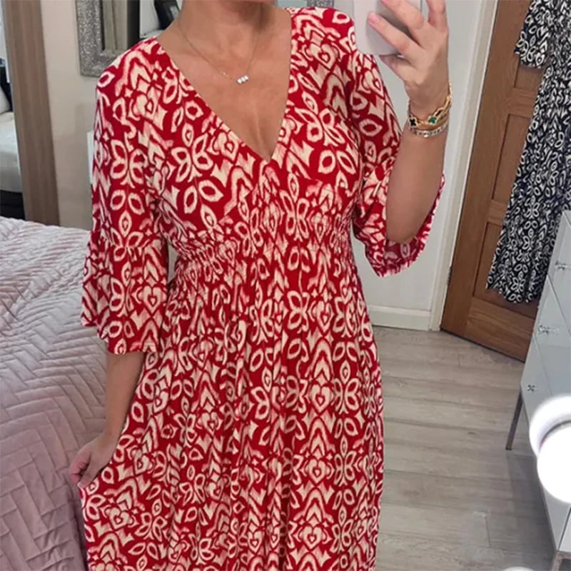Ciona | Robe fleurie avec décolleté en V
