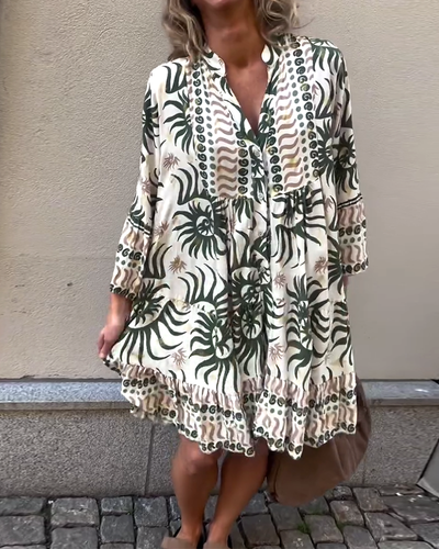 Robe Manches Cloche Lâche Imprimé Vacances