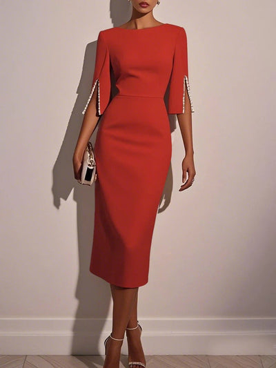 Robe mi-longue classique avec perles