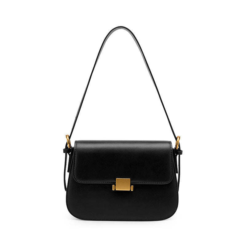 Maria - Sac à Bandoulière en cuir Marron avec Fermoir doré