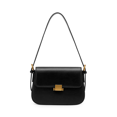 Maria - Sac à Bandoulière en cuir Marron avec Fermoir doré