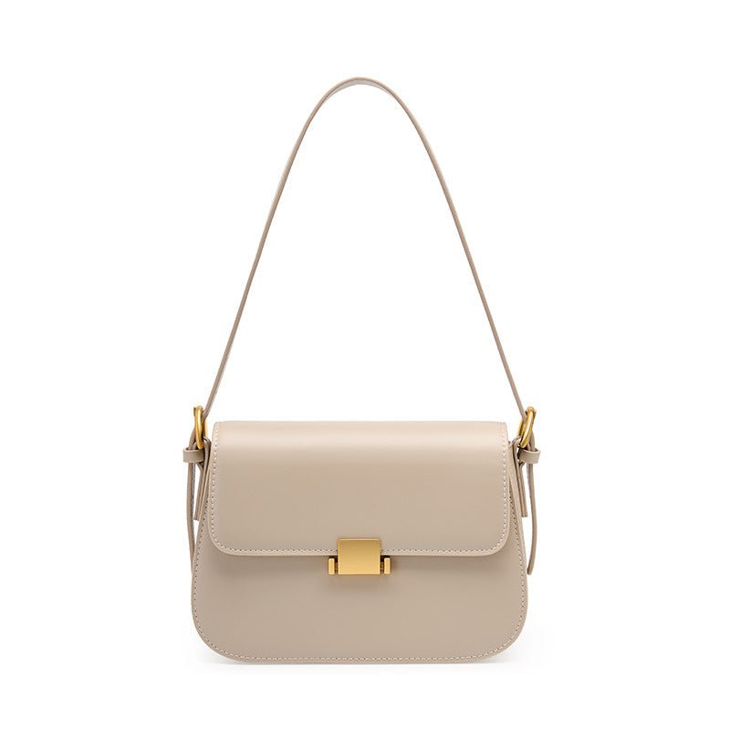 Maria - Sac à Bandoulière en cuir Marron avec Fermoir doré