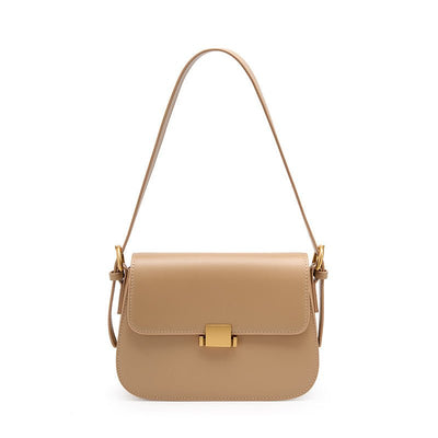 Maria - Sac à Bandoulière en cuir Marron avec Fermoir doré