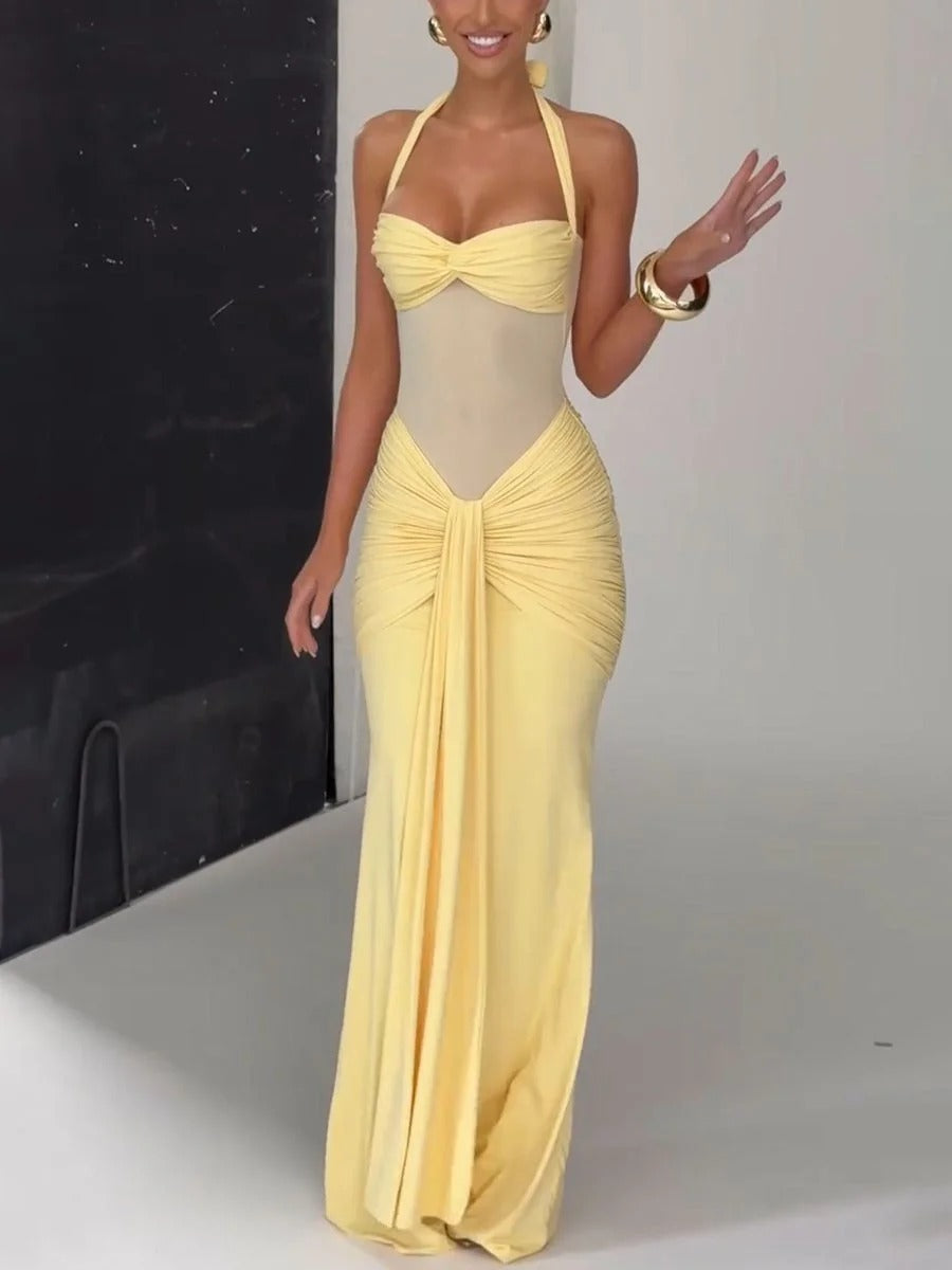 Robe slim patchwork en maille chic