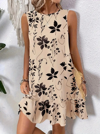 Robe sans manches élégante à motif imprimé