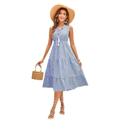 Sophie Paris® | Robe mi-longue à rayures