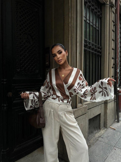 Sylvia Chemise en satin à nouer