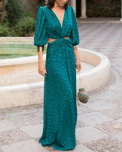 Robe midi en jacquard avec découpes