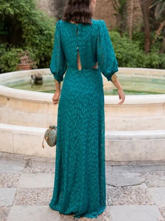 Robe midi en jacquard avec découpes