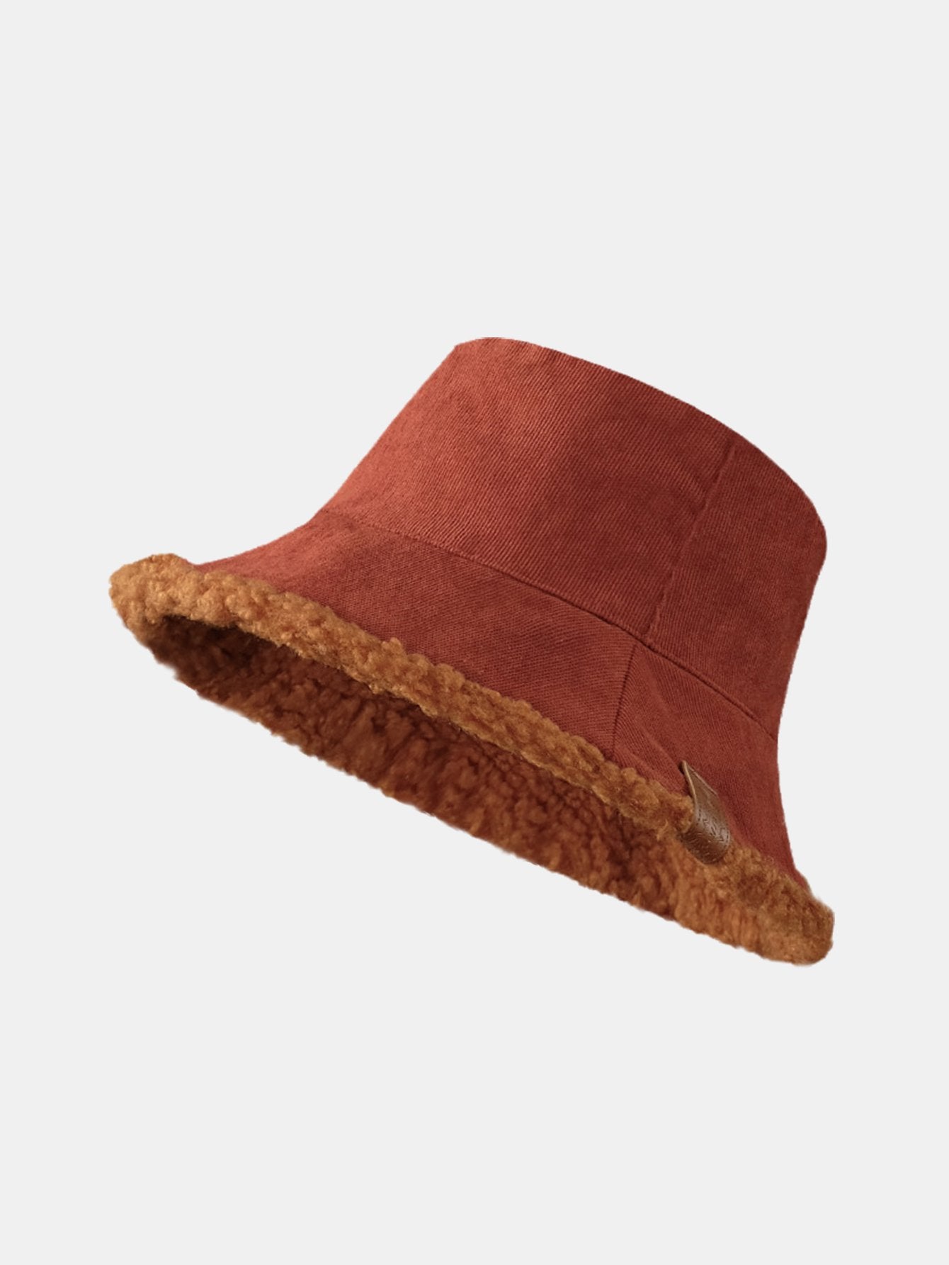 Thick And Warm Corduroy And Cashmere Splicing Multifunctional Soft Plush Bucket Cap Can Be Worn In Both Directions